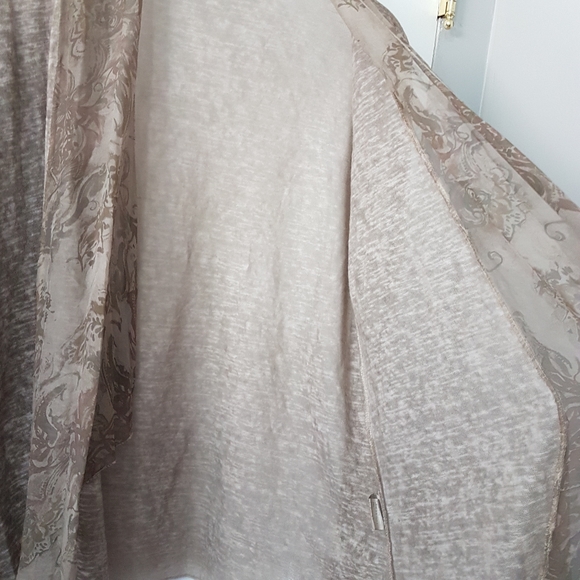 Made in Italy Open Front Silk Trim Long Sleeve Light Weight Cardigan Sz … - Picture 8 of 13